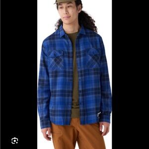 Men's Blue Plaid Shirt Jacket